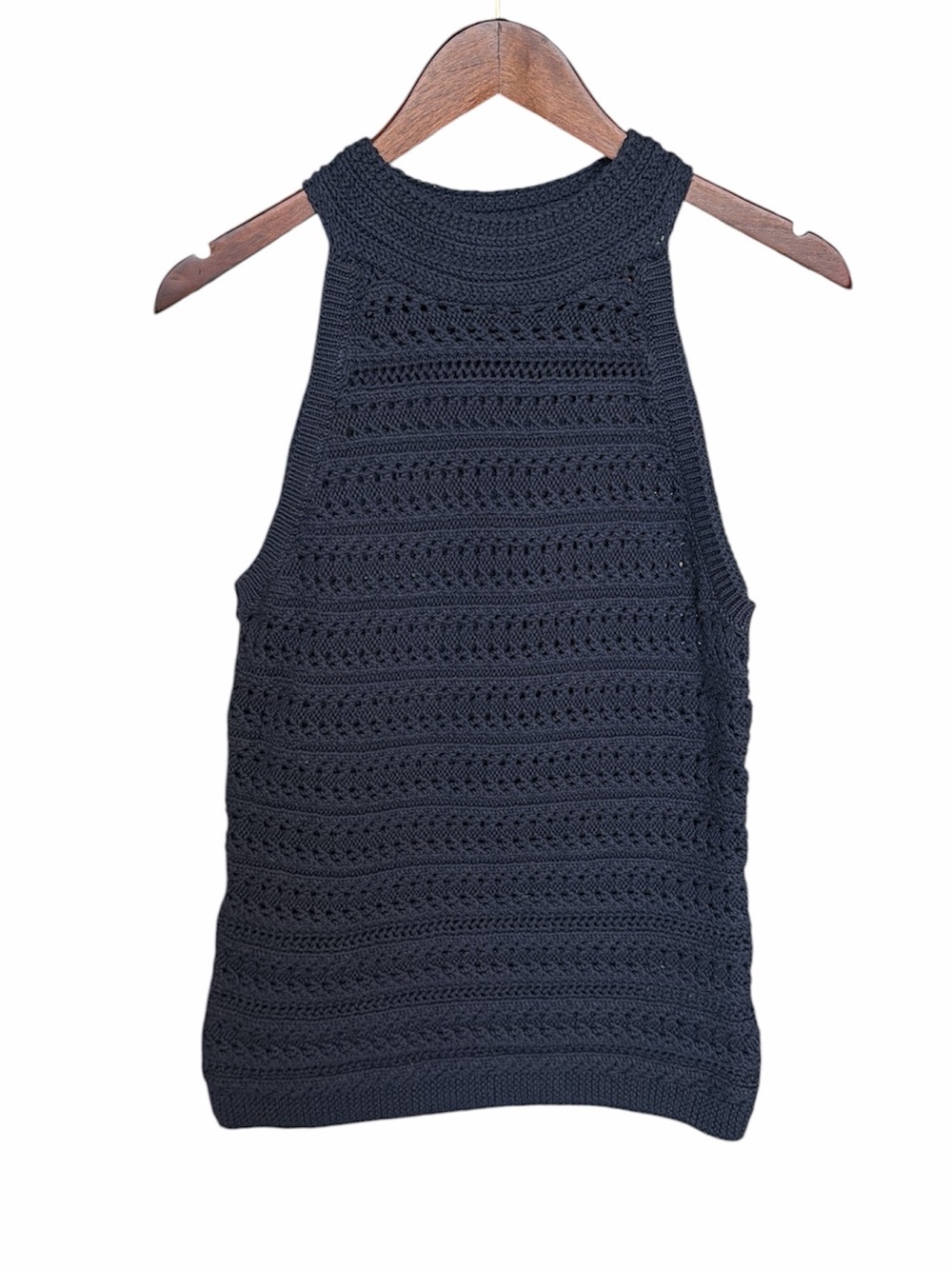 Banana Republic navy blue crochet tank top Large nautical beach classic stretch